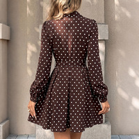 Robe chemise chic vintage tissée TikTok transfrontalière 2026, nouvelle jupe courte à lacets cintrée à pois pour femme
