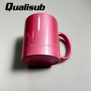 Qualisub 10oz personnalisé sublimation blancs tasse en céramique rose étincelant revêtement parfait sublimation 10oz tasse en céramique - Product Image 5