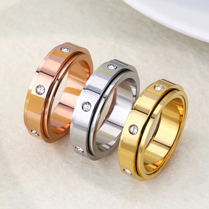 Bague anti-stress rotative <span class=keywords><strong>en</strong></span> acier inoxydable avec zircon cubique pour hommes et femmes FY Fashion - Product Image 1