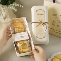 Boîte cadeau rectangulaire en plastique pour desserts, boîte d'emballage pour biscuits et bonbons avec ficelle et étiquette clochette
