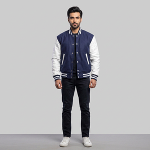 Custom Wholesale <b>Men's</b> Letterman <b>Baseball</b> <b>Jackets</b> 100% Cotton Embroidered Front Logo Custom Colors & Logos Wholesale OEM Service - Product Image 1