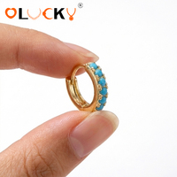 LUCKYJIU Fabricant de bijoux personnalisés – Boucles d'oreilles créoles miniatures en turquoise plaqué or 18 carats, étanches, pour femme, usage quotidien