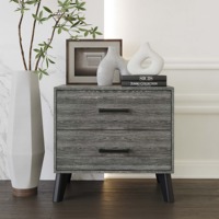Table de chevet moderne en bois d'ingénierie gris foncé, durable, style mid-century, service OEM