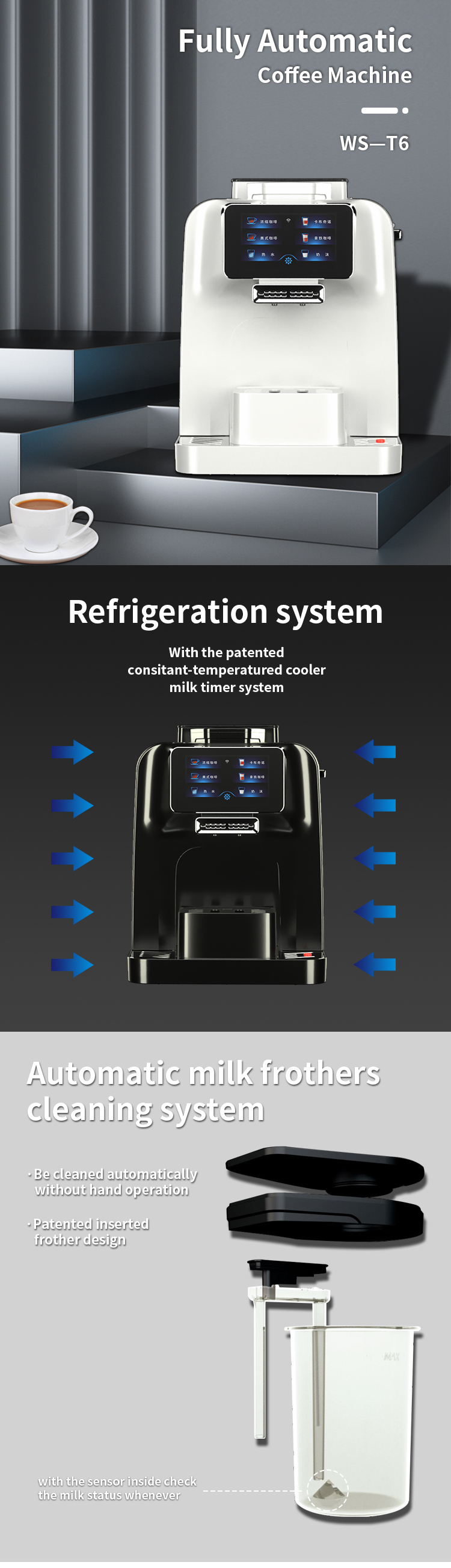 Office Coffee Machine Touch Screen Fully Automatic Coffee Maker With