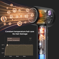 Sèche-cheveux NTC à faible bruit, 200 millions d'ions, sans balais, écran LCD, diffuseur, coiffage des boucles, double tension, compact, styler professionnel