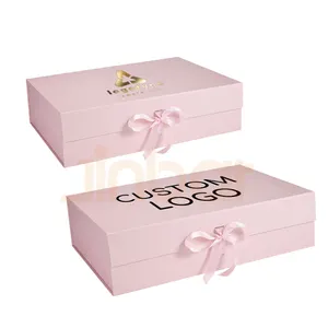 Hochzeits bevorzugung Große Geschenk box Magnetisches Falt logo Benutzer definierte Kuchen box Rosa Premium-Geschenk verpackungs boxen für Bekleidungs marke