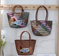 Panier de légumes tissé à la main Pp à la mode grande capacité sac à main décontracté sac de plage usine en gros