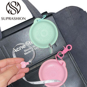 Ruban à mesurer en cuir PU, mesure portable des vêtements, trois règles, porte-clés, porte-carte rond, porte-carte en cuir véritable, portefeuille - Product Image 3