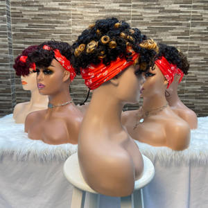 Peluca rizada Afro Wave <span class=keywords><strong>Pixie</strong></span> Cut Natural brasileña 150% densidad corta <span class=keywords><strong>Pixie</strong></span> rizado hecho a máquina Peluca de cabello humano <span class=keywords><strong>banda</strong></span> para el cabello de seda helada - Product Image 4