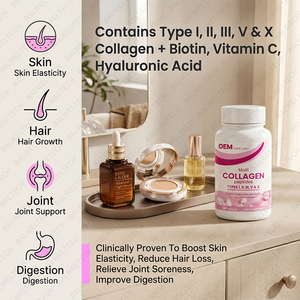 Capsules de suppléments multi-collagène en peptides pour la vente en gros, soutenant les articulations, les os, l'hydratation de la peau, l'élasticité, les cheveux et les ongles - Product Image 4