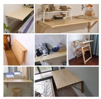 Table pliante flottante pour bureau rabattable en bois peu encombrant Table pliante murale