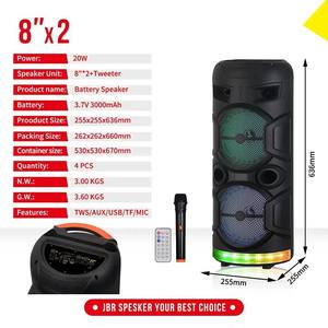 Oudiobop Haut-parleur de fête rechargeable portable de 8 pouces LED RVB 40W Son de basse sans fil USB pour la conception de chariot de karaoké de cinéma maison - Product Image 5