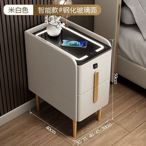 Smart <b>Bedside</b> Table With Glass Top Minimalist Modern Design Small Size For Bedroom Storage Nightstands - Product Image 5