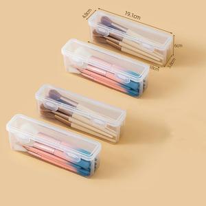 Plastic <b>Makeup</b> <b>Brush</b> <b>Case</b> With Lid Transparent Dustproof Portable Travel Organizer For Cosmetic Storage - Product Image 2