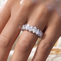 Bague fine RINNTIN LBR17 en or massif 18 carats, coupe poire, demi-éternité, diamant de laboratoire hautement scintillant certifié IGI, sertissage à griffes