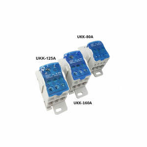 Barra de Distribución de 8 Tomas, 125A, 1000V, Azul/Gris, para Riel DIN, Conector de Bloque de Terminales de un Solo Polo con Tornillos - Product Image 5