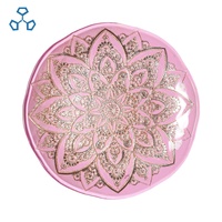 Assiettes de présentation en verre faites à la main, 13 pouces, roses, élégantes, écologiques, pour mariages, banquets, occasions spéciales et anniversaires