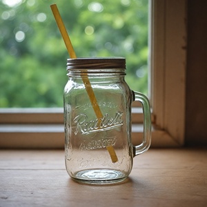 Bán buôn 16oz vuông Vòng <span class=keywords><strong>Glass</strong></span> <span class=keywords><strong>Mason</strong></span> <span class=keywords><strong>Jar</strong></span> với nắp nhôm <span class=keywords><strong>480ml</strong></span> nước trái cây/rượu lưu trữ cho đường Cookie nước trái cây với rơm - Product Image 3