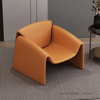 Fauteuil individuel mobile en métal rouge, style italien, luxe léger, design de créateur, tendance et créatif, pour salon et loisirs