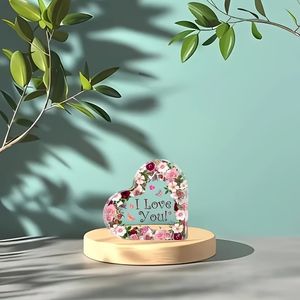 เครื่องประดับรูปหัวใจอะคริลิค 1 ชิ้น-ดีไซน์รักคุณ ใบไม้สีเขียว& - Product Image 4