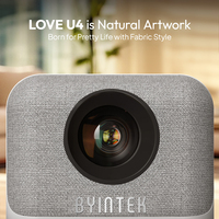 Projecteur intelligent Android BYINTEK LOVE U4, version améliorée, prise en charge native 1080P, WiFi, conception anti-poussière en tissu, home cinéma à moins de 100 $