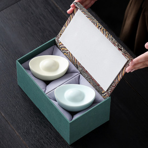 Ensemble d'ornements de théière en céramique de style classique, modèle Second Way Ru Kiln Ingot Tea Pet, coffret cadeau, cadeau d'affaires - Product Image 1