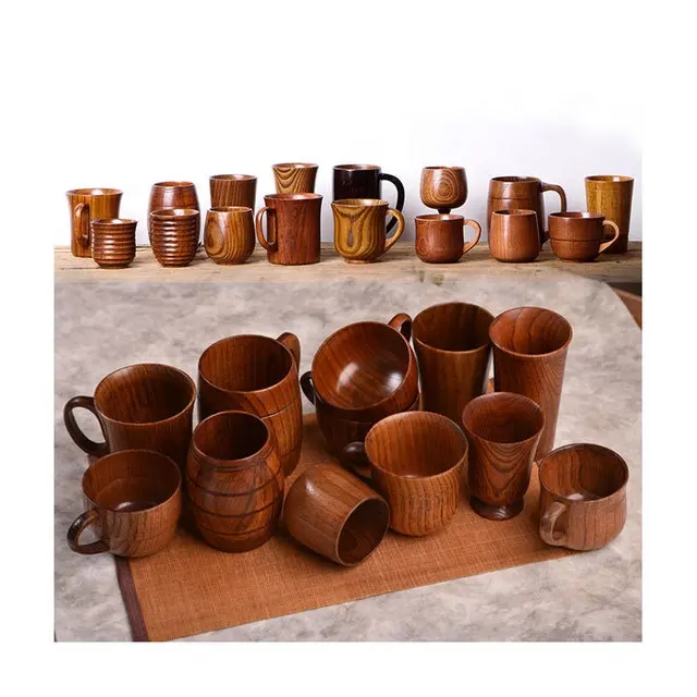 Japanische Art Wasser Tasse Holz Tee tasse Bier Glas Log Tee Set Restaurant Jujube Wasser becher Topf bauch becher