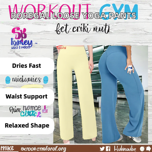 Pantalons de yoga Roregal à taille haute, amples, droits, unis, à séchage rapide, en spandex/nylon, vêtements de sport, leggings pour femmes - Product Image 2