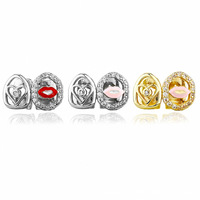 Bestseller transfrontalier Double-grillz en laiton ajouré avec zircon ovale croisé, bijoux hip-hop style urbain pour hommes