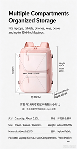 Pink Waterproof <b>Laptop</b> Backpack USB Charging Travel Business <b>Bag</b> <b>Large</b> Capacity Anti Theft Daypack - Product Image 5