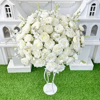 Nouveauté, rose artificielle en soie blanche de luxe de haute qualité 5D, boule de fleurs de 60 cm, centre de table et décorations de table pour mariage