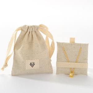 Pochette en coton et lin avec cordon de serrage, style artisanal, garniture en dentelle, réutilisable, pour cadeaux et bijoux, Glampkg - Product Image 4