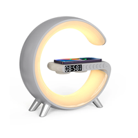 Lampe de bureau Sunrise avec haut-parleur Bluetooth, lampe de table à intensité variable, 4 alarmes musicales, veilleuse LED avec chargeur sans fil