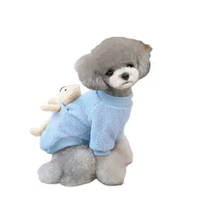 Autumn Winter Puppy Hoodie Clothing Cartoon Bear T Shirt Vest Cat Sweater with Pocket Big Dog Sport Shirt Pet Vest Pet Clothes