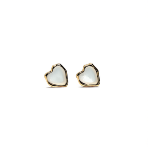 Fashion Stud <b>Earrings</b> 316L Stainless Steel PVD Gold Plating Sustainable Resistant Heart Shape <b>Opal</b> Inlay - Product Image 2