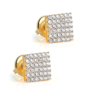 BES Hip Hop erkek mikro kaplamalı 5A kare buzlu Out CZ 925 ayar gümüş düğme küpe Bling rapçi takı - Product Image 3