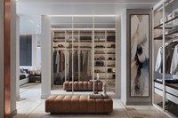 Armoire en bois massif moderne de luxe à porte ouverte du sol au plafond, à grande capacité, à cloisons multifonctions, technologie fine
