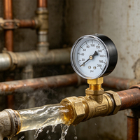 Single Scale Bourdon Tube Pressure Gauge Iron Housing Brass Connections 0-200psi Range 1.6% Accuracy for Air Compressor