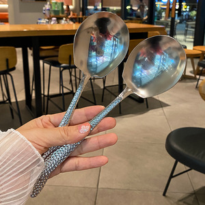 Hammer Patterned Thickened Stainless Steel Serving Spoon 201 Steel Buffet Service Restaurant Use - Product Image 4