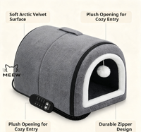 MEEW - Niche chauffante pour animaux de compagnie avec USB, double fonction, lit pour chat, maison pour petits chiots