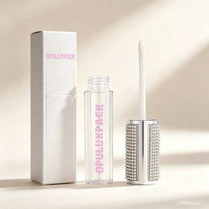Tube de brillant à lèvres décoré de strass 5 ml, conteneur vide brillant pour huile à lèvres, emballage cosmétique, boîte en papier personnalisée et logo - Product Image 5
