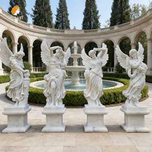 Statua di Angelo delle Quattro Stagioni in <span class=keywords><strong>Marmo</strong></span> Bianco a Grandezza Naturale MILY, Set Completo in Stile Europeo per Giardini e Ville - Product Image 1