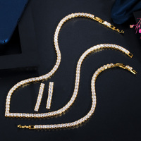 Ensemble de bijoux de luxe pour femmes, collier, boucles d'oreilles et bracelet en zircon cubique de qualité supérieure, coupe princesse classique, 3 pièces, pour les fêtes