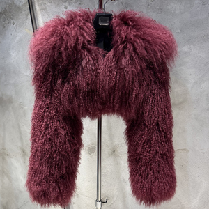 Veste en fourrure de mouton de Mongolie pour femmes, manteau en fourrure véritable d'hiver, fourrure bouclée moelleuse, vêtements d'extérieur - Product Image 1