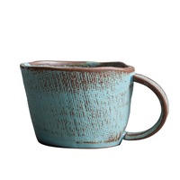 Ensemble de tasses à café en céramique de porcelaine solide rétro, design campagnard haut de gamme pour restaurant, latte, matcha, fleurs, 300 ml, retour à l'école