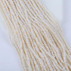 Collier de perles d'eau douce rondes plates en gros, 3-3,5 mm, semi-finies, matériel de fabrication de bijoux faits à la main avec des perles en vrac - Product Image 5