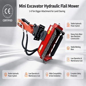 Broyeur à fléaux robuste pour excavatrice avec lames à marteaux, débroussailleuse hydraulique pour excavatrices de 1,5t, 3t, 5t, 8t, <span class=keywords><strong>prix</strong></span> usine - Product Image 2