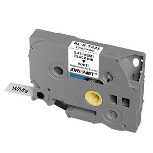 Cinta de Etiquetas TZe231 de 12 mm, Negra sobre Blanca, Laminada, Resistente al Agua, Compatible con la Impresora de Etiquetas Brother <span class=keywords><strong>P</strong></span>-<span class=keywords><strong>Touch</strong></span> PT-D210 D220 <span class=keywords><strong>H110</strong></span> - Product Image 1