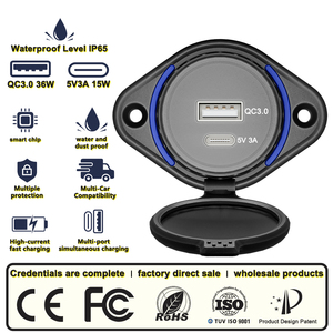 Chargeur USB pour bus, voiturette de golf, camion, à montage plat, double port USB QC3.0 USB-A TYPE-C 5V3.1A, alimentation CC 12/24V - Product Image 3