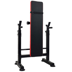 Flat <b>Weight</b> Bench With <b>Barbell</b> Rack Red PU Pad Carbon Steel Frame Durable Indoor Use Unisex - Product Image 2